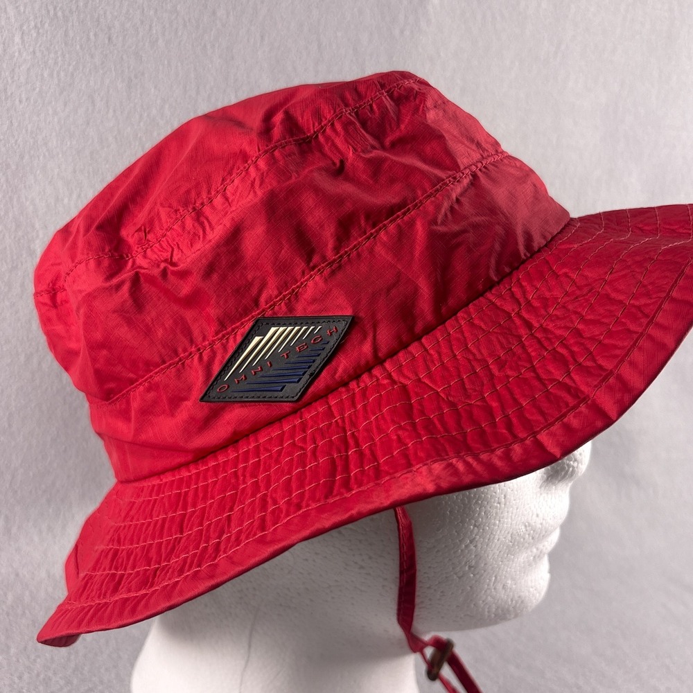 Vintage Columbia Omnitech Bucket Hat Size Small Red Made in USA Boonie Fishing